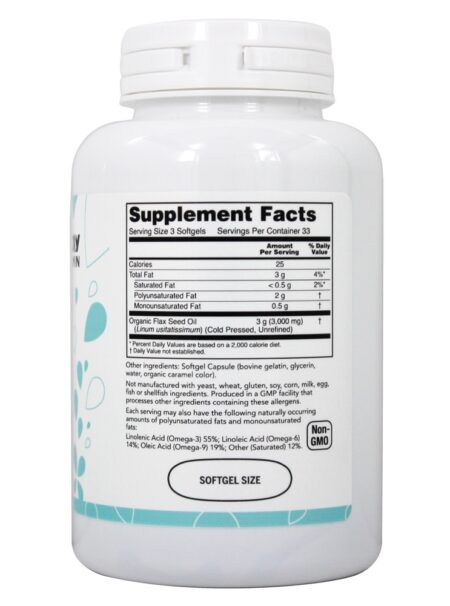 Suporte cardiovascular ao óleo de linhaça 1000 mg . - 100 Softgels LuckyVitamin - Image 2