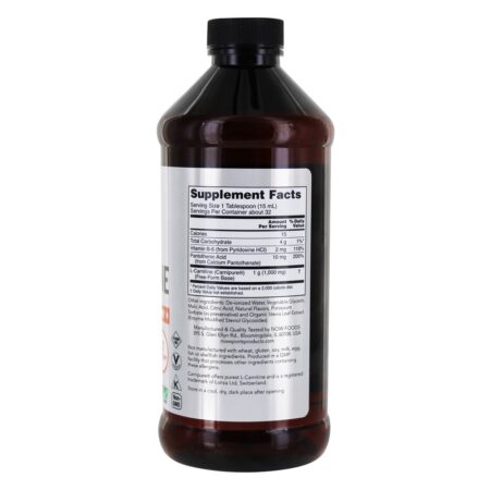 NOW Sports Altamente Absorvível Líquido L-Carnitina Tropical Punch 1000 mg. - 16 fl. oz. NOW Foods - Image 2