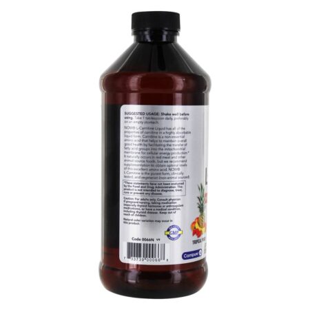 NOW Sports Altamente Absorvível Líquido L-Carnitina Tropical Punch 1000 mg. - 16 fl. oz. NOW Foods - Image 3