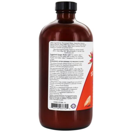 Sabor de laranja tropical líquido sem vitaminas e sem ferro - 16 fl. oz. NOW Foods - Image 3