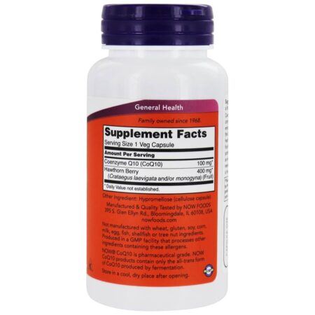 Coq10 para Saúde Cardiovascular com Pilriteiro 100 mg. - 90 Cápsula (s) vegetal (s) NOW Foods - Image 2