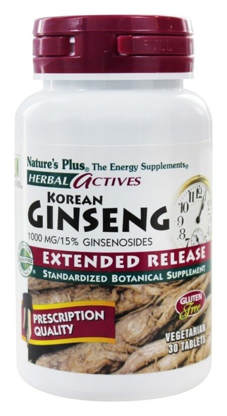 Herbal Actives Korean Ginseng Versão Estendida 1000 mg. - 30 Tablets Natures Plus