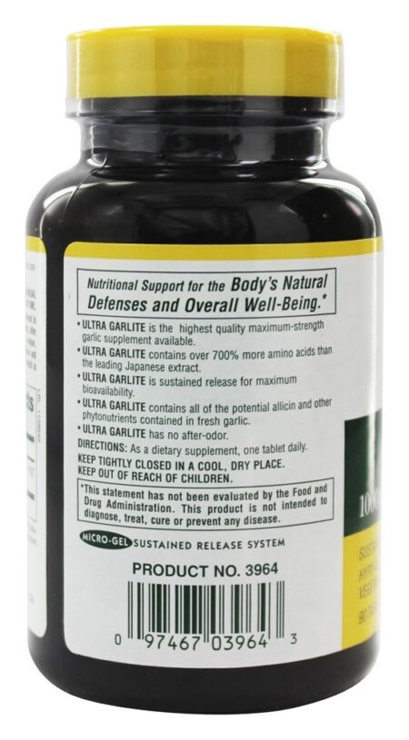 Liberação sustentada de Ultra Garlite 1000 mg. - 90 Tablets Natures Plus - Image 3