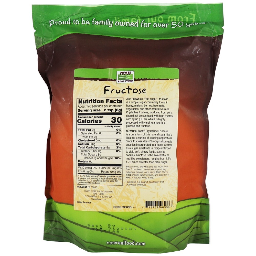 NOW Real Food Frutose Frutas Açúcar - 3 lbs. NOW Foods - Imagem 2