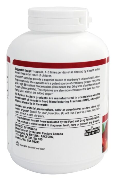 Cran Rico Super Força Oxicoco Concentrar 500 mg. - Cápsulas 180 Natural Factors - Image 3