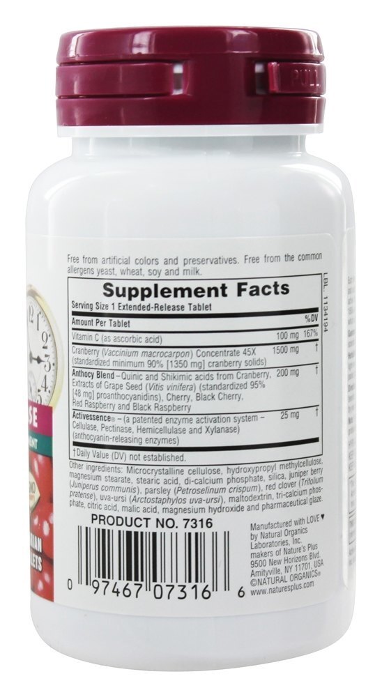 Ultra Cranberry de Liberação Prolongada 1500 mg. - 30 Tablets Natures Plus - Imagem 2