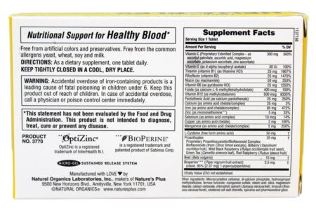 Hema-Plex para a Saúde Total do Sangue - 30 Tablets Natures Plus - Image 2