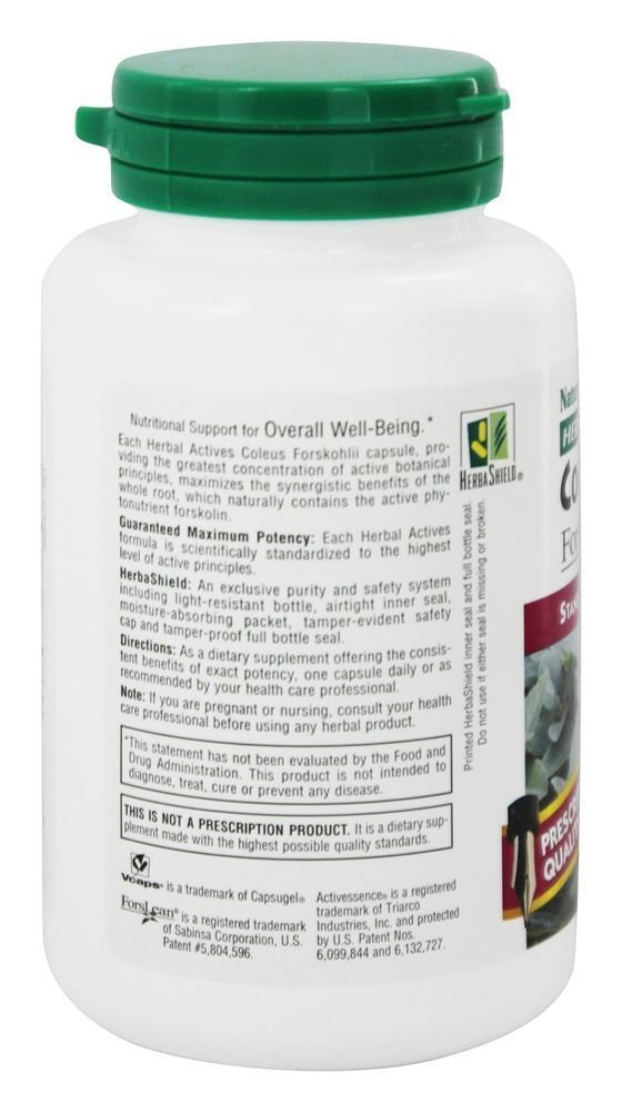 De ervas Ativos Coleus Forskohlii Forskolin 125 mg. - Cápsulas vegetarianas 60 Natures Plus - Imagem 3