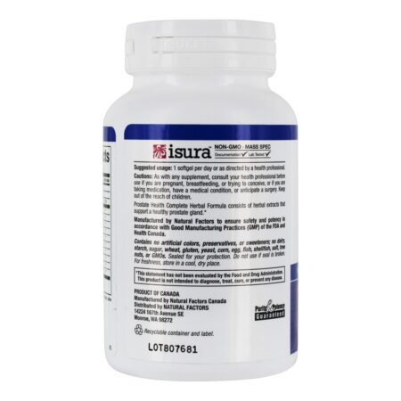 Prostate Health Complete Herbal Formula - 60 Softgels Natural Factors - Image 3