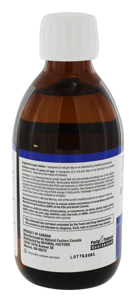 Fatores RxOmega-3 EPA 1500 mg / DHA 750 mg Sabor Líquido Laranja - 8 fl. oz. Natural Factors - Imagem 3