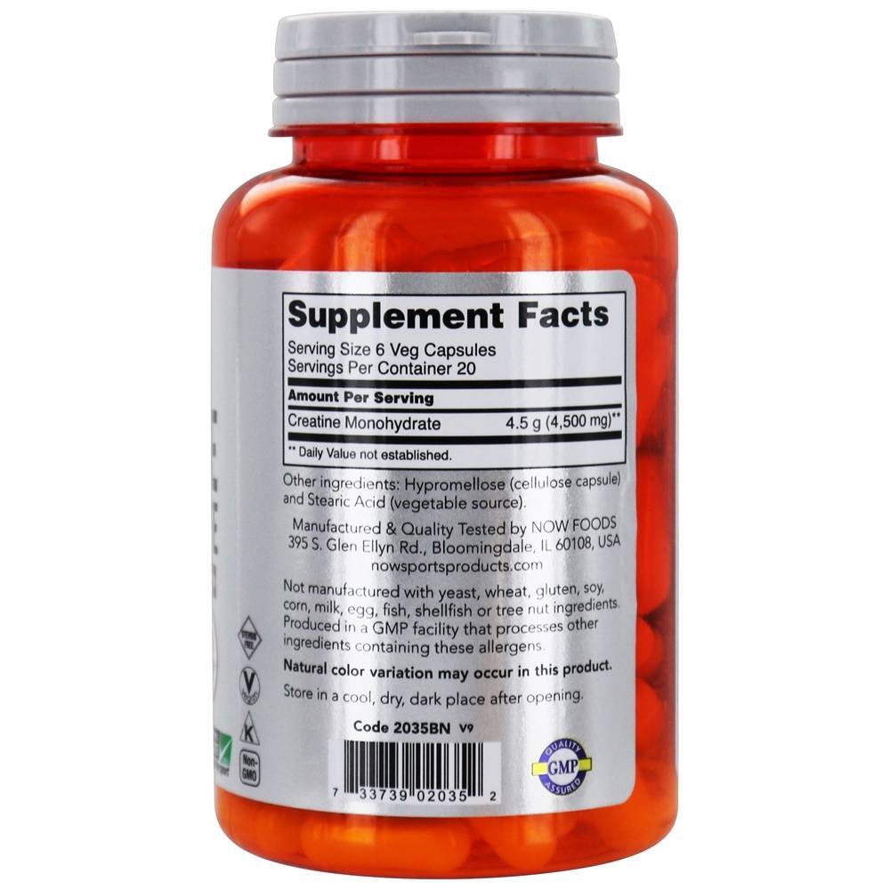 NOW Sports Creatine Monohydrate 100 % Pure Pó 750 mg . - 120 Cápsula (s) vegetal (s) NOW Foods - Imagem 2