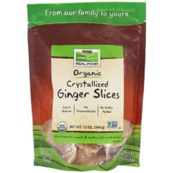 AGORA Fatias de Gengibre Cristalizado Orgânico de Comida Real - 12 oz. NOW Foods