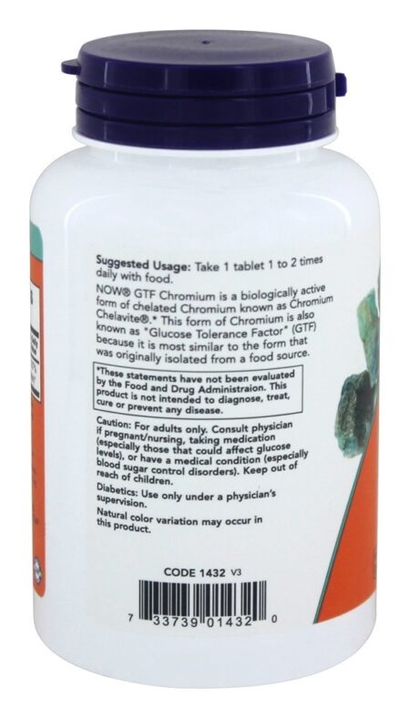 GTF Chromium 200 mcg. - 250 Tablets NOW Foods - Image 3