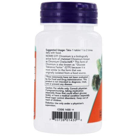 GTF Chromium 200 mcg. - 100 Tablets NOW Foods - Image 3