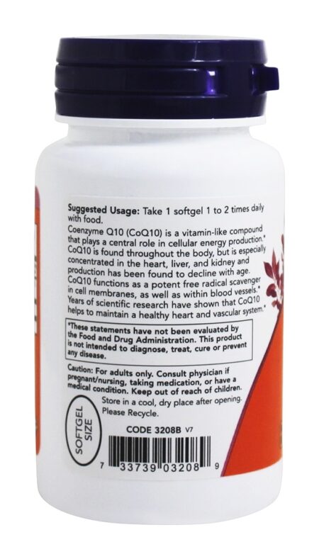 CoQ10 Para a Saúde Cardiovascular 100 mg. - 50 Softgels NOW Foods - Image 3