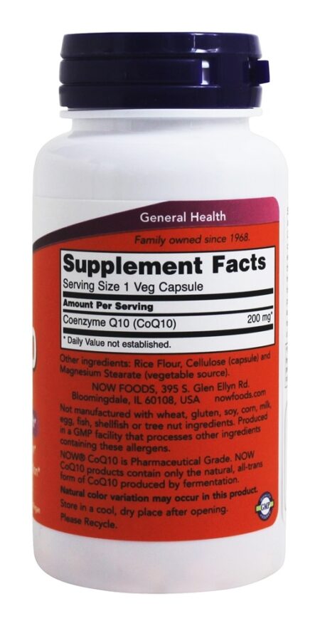 CoQ10 Para a Saúde Cardiovascular 200 mg. - Cápsulas vegetarianas 60 NOW Foods - Image 2