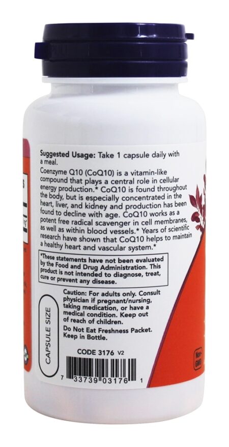 CoQ10 Para a Saúde Cardiovascular 200 mg. - Cápsulas vegetarianas 60 NOW Foods - Image 3