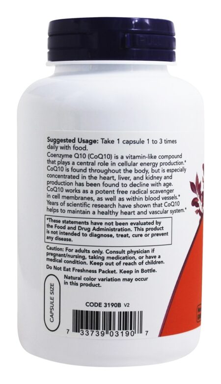 CoQ10 Para a Saúde Cardiovascular 30 mg. - 240 Cápsula (s) vegetal (s) NOW Foods - Image 3