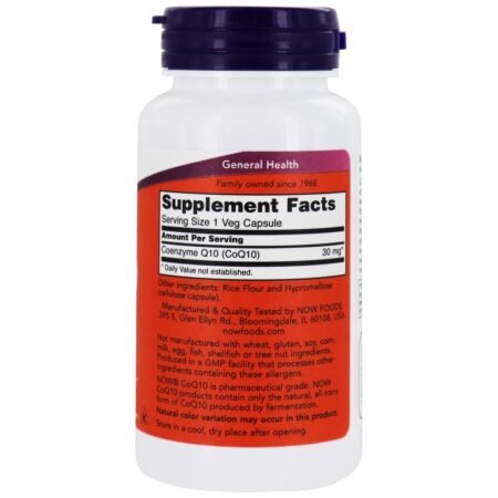 CoQ10 Para a Saúde Cardiovascular 30 mg. - 120 Cápsula (s) vegetal (s) NOW Foods - Image 2