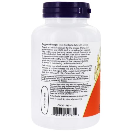 Óleo de linhaça com alto teor de lignana 1000 mg . - 120 Softgels NOW Foods - Image 3