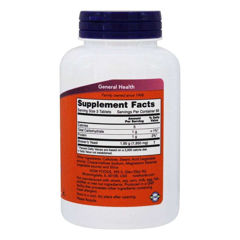 Fermento de Cerveja 650 mg. - 200 Comprimidos vegetarianos NOW Foods - Imagem 2