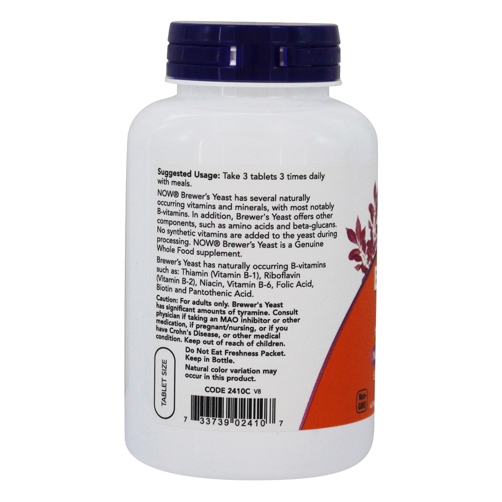 Fermento de Cerveja 650 mg. - 200 Comprimidos vegetarianos NOW Foods - Imagem 3