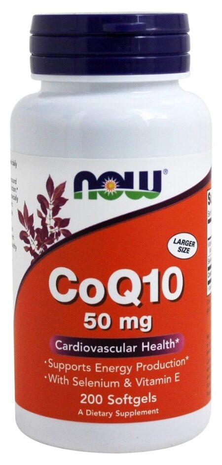 Saúde Cardiovascular CoQ10 com Selênio e Vitamina E 50 mg. - 200 Softgels NOW Foods