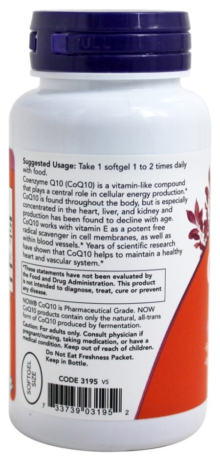 Saúde Cardiovascular CoQ10 com Selênio e Vitamina E 50 mg. - 200 Softgels NOW Foods - Image 3