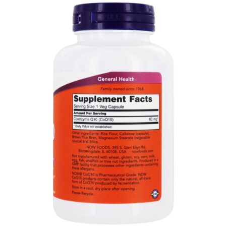 CoQ10 Para a Saúde Cardiovascular 60 mg. - 180 Cápsula (s) vegetal (s) NOW Foods - Image 2