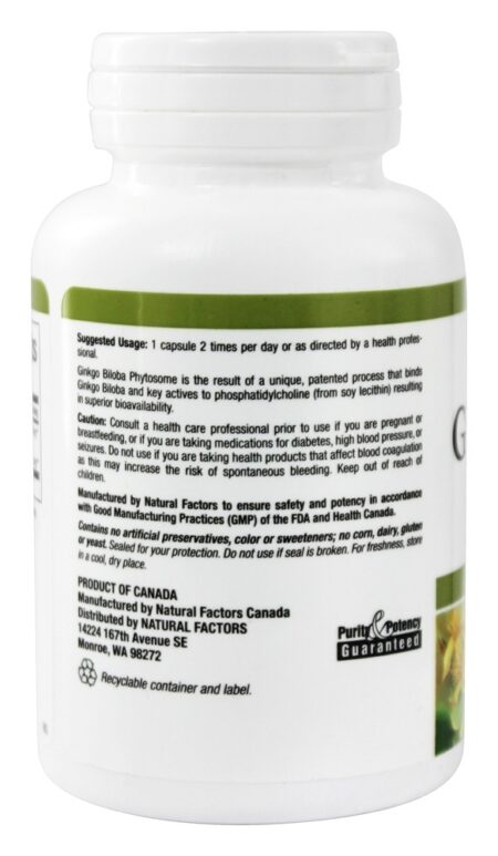 Absorção Reforçada de Phytosome de Ginkgo Biloba 60 mg. - Cápsulas 60 Natural Factors - Image 3