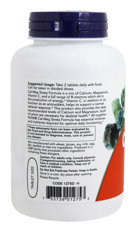 Cal-Mag Com Complexo B & Vitamina C - 100 Tablets NOW Foods - Image 3