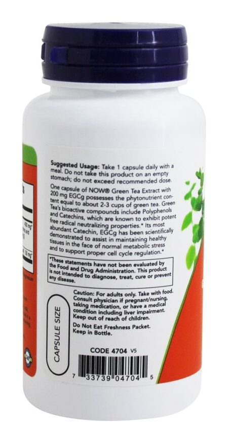 EGCg Suporte a Extrato de Chá Verde Antioxidante 400 mg. - Cápsulas vegetarianas 90 NOW Foods - Image 3