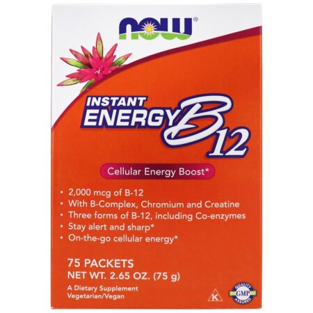 Energia Instantânea B12 2000 mcg. - 75 Pacotes (s) NOW Foods