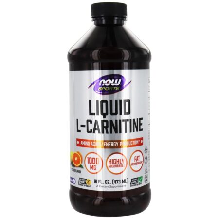 AGORA Sports Liquid L-Carnitina Sabor Cítrico 1000 mg. - 16 oz. NOW Foods