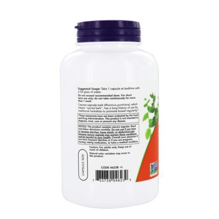 Cascara Sagrada 450 mg. - Cápsulas vegetarianas 250 NOW Foods - Image 3