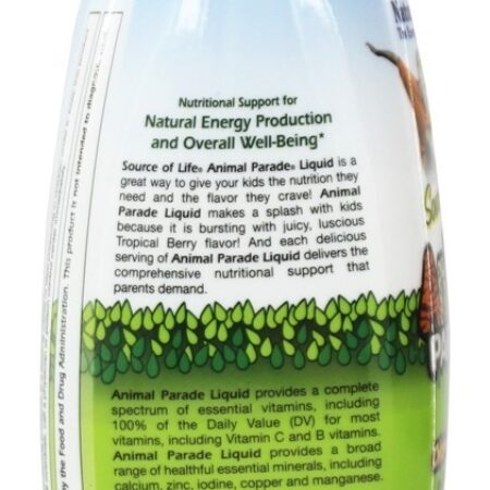 Fonte de Vida Animal Desfile Líquido Crianças Múltiplas Vitamina & Mineral Tropical Baga - 8 fl. oz. Natures Plus - Imagem 3