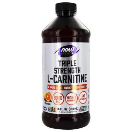 NOW Sports L-Carnitine Liquid Triple Strength Citrus Flavor 3000 mg . - 16 fl. oz. NOW Foods