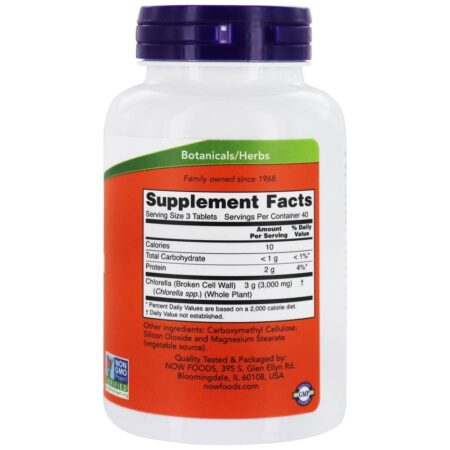 Chlorella 1000 mg. - 120 Tablets NOW Foods - Imagem 2