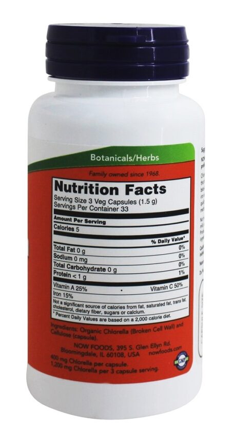 Chlorella 400 mg. - 100 Cápsula (s) vegetal (s) NOW Foods - Image 2