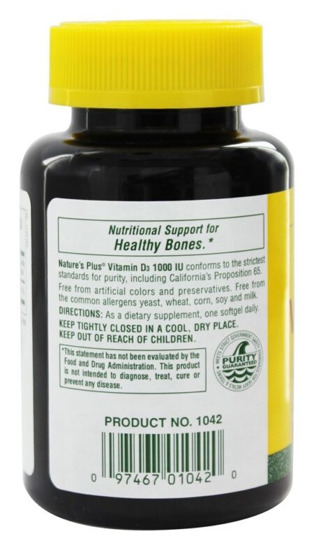 Vitamina D3 1000 UI - 180 Softgels Natures Plus - Image 3