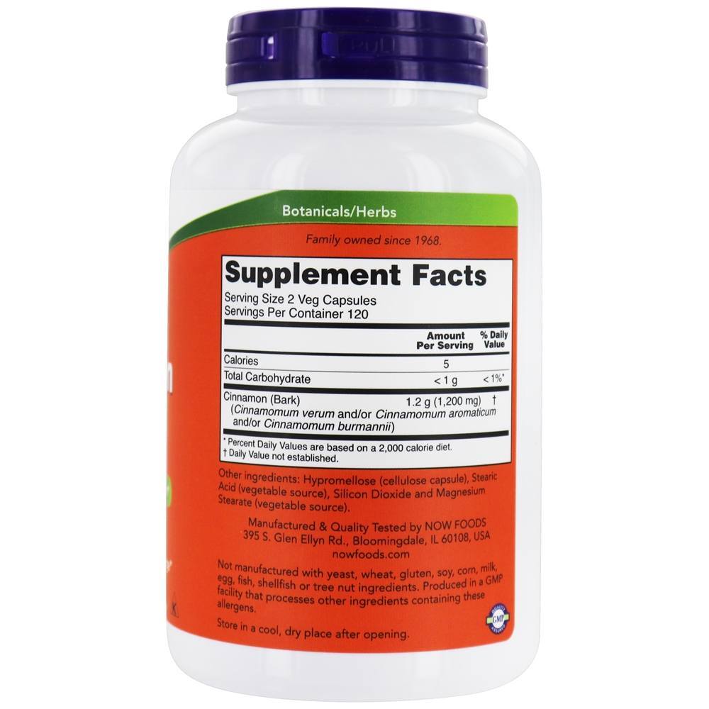Casca de Canela 600 mg. - 240 Cápsula (s) vegetal (s) NOW Foods - Imagem 2