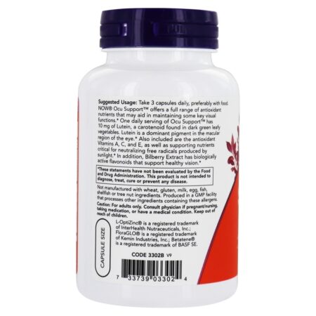 Suporte Ocu - 120 Cápsula (s) vegetal (s) (anteriormente Eye Support) NOW Foods - Imagem 3