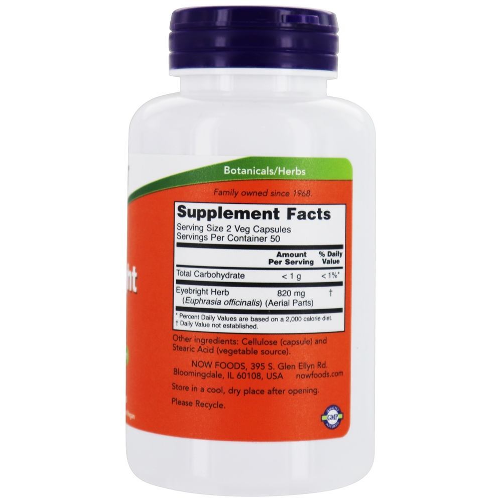 Eyebright Herb 410 mg. - 100 Cápsula (s) vegetal (s) NOW Foods - Imagem 2