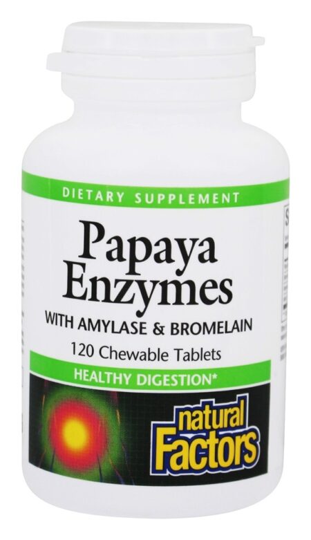 Enzimas mastigáveis de papaia com amilase e bromelina - 120 comprimidos mastigáveis Natural Factors