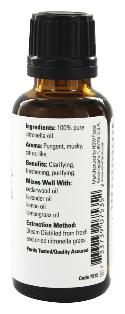 100 % Pure Citronela de óleo essencial - 1 fl. oz. NOW Foods - Imagem 2