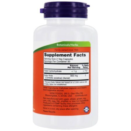Gotu Kola 450 mg. - 100 Cápsula (s) vegetal (s) NOW Foods - Imagem 2