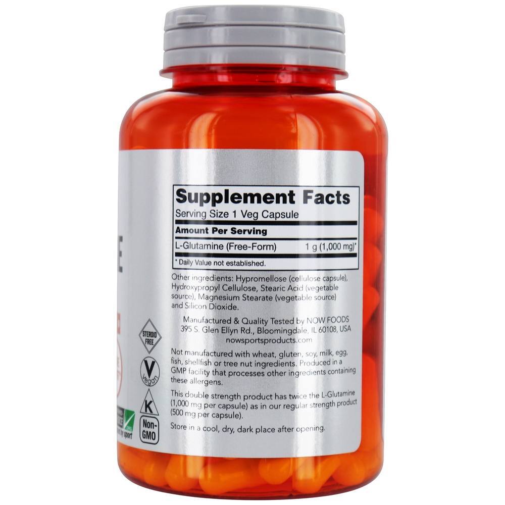 NOW Sports L-Glutamina 1000 mg . - 120 Cápsula (s) vegetal (s) NOW Foods - Imagem 2