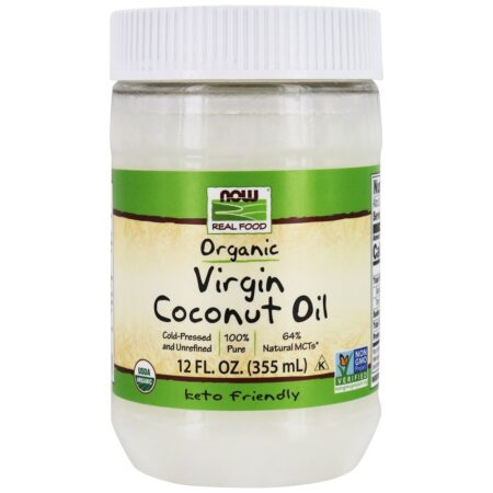 NOW Real Food Óleo de coco virgem orgânico prensado a frio e não refinado - 12 fl. oz. NOW Foods