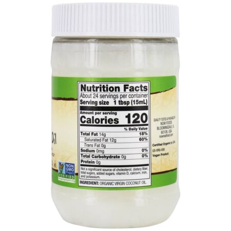 NOW Real Food Óleo de coco virgem orgânico prensado a frio e não refinado - 12 fl. oz. NOW Foods - Image 2