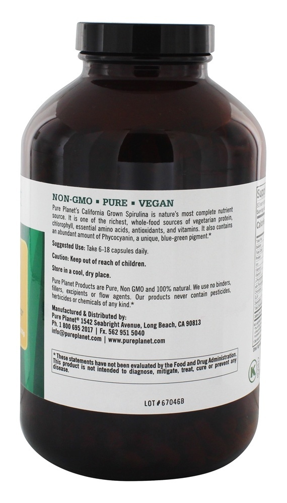 Spirulina 500 mg. - Cápsulas vegetarianas 500 Pure Planet - Imagem 3